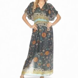 Johnny Was Baize Silk Floral Maxi Slip Dress NWT